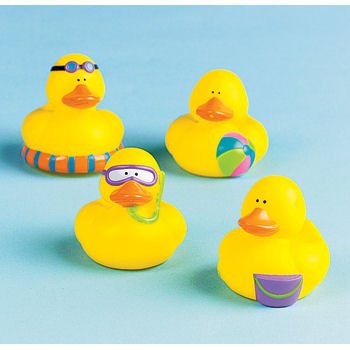 One Dozen 12 Mini BEACH Rubber Duckie Ducky Duck Party Favors
