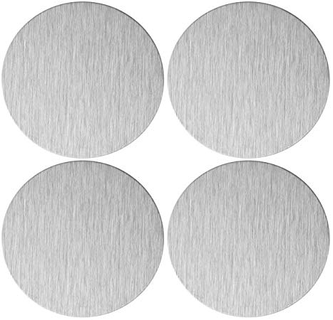 FORNORM 4 Pack Round Metal Plate for Magnetic Phone Holder, Phone Metal Plate with 3M Adhesive, Silver