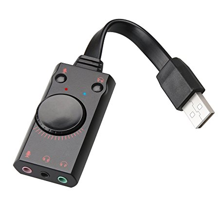 USB Sound Card,TechRise USB External Stereo Sound Adapter Splitter Converter with Volume Control for Windows and Mac,Plug & Play No Drivers Needed