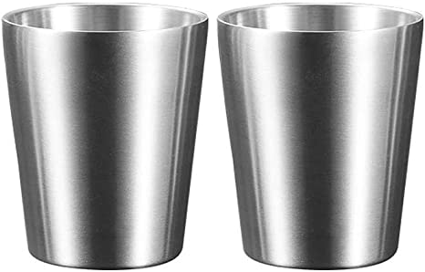 Wenkoni Stainless Steel Cups Tumblers Cups 8oz/250 ml Matte 18/8 (SUS 304) Double Wall Water Cups 2-Pack.