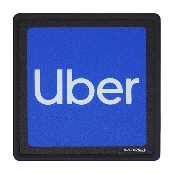 Uber Signs 2019 with Bright Blue LED Lights | Wireless, Removable, USB Rechargeable | Light Logo Signs Window | Uber/Lyft Rideshare Drivers | Ride Share Accessories | Make Your Car Visible