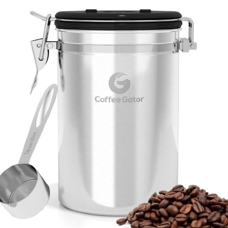 Large Coffee Gator Canister With Free Scoop - Built-in CO2 Valve