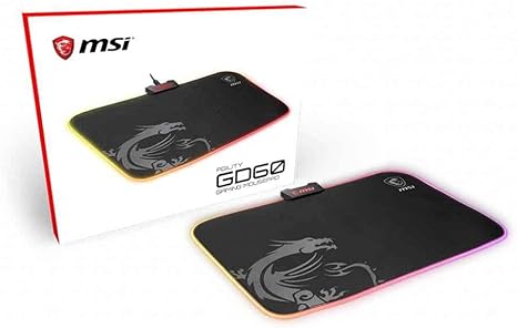 MSI Agility GD60 - RGB Gaming Mouse Pad, Low Friction Textile Surface, Soft Seamed Edges, Anti-Slip Base - 386 x 276 x 4 mm