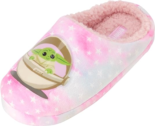 Disney Girls' Star Wars Slippers - Mandalorian Baby Yoda Fuzzy Clogs Slipper Slides, Non-Skid Sole (11-5 Girl)