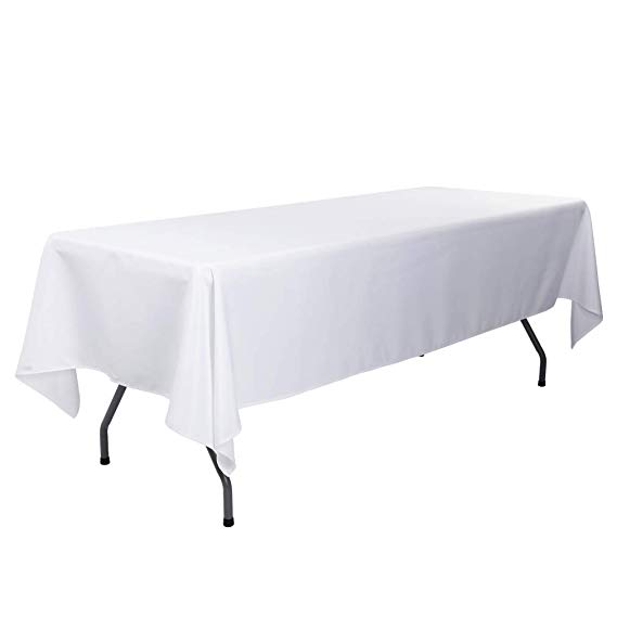 E-TEX 60 x 126-Inch Rectangular Tablecloth, 100% Polyester Washable Table Cloth for 8Ft. Rectangle Table, White