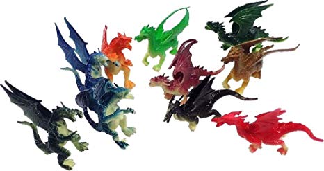 2.5" - 3" Plastic Fire Breathing Mini Dragons - 10 Pieces