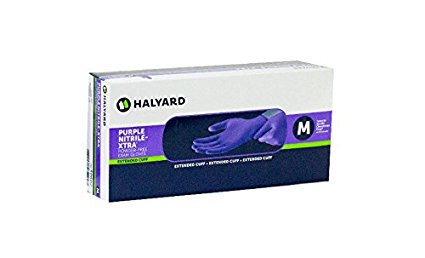 Halyard Health 55082 Model KC500 Nitrile Powder Free Exam Gloves, Disposable, Medium, Purple (Pack of 100)