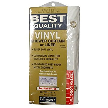 Ex-Cell Home Fashions Best Quality 70" by 78" Vinyl Shower Curtain Liner, White