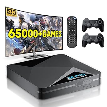 Kinhank Retro Game Console Super Console X2 Pro Built-in 65000  Games, Plug&Play Video Game Console Android 9.0/CoreE/Emuelec 4.6 3 System In One, S905X2 Chip, 4K UHD Output,2.4G/5G, BT 5.0