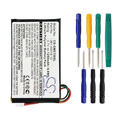 1250mAh Replacement 361-00019-12 Li-Polymer Battery for Garmin Edge 605, Edge 705 GPS Navigators With Tool Kits