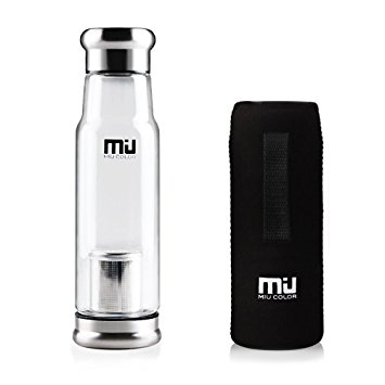 MIU COLOR 22 oz Glass Water Bottle - BPA and PVC and Lead Free with Nylon Sleeve