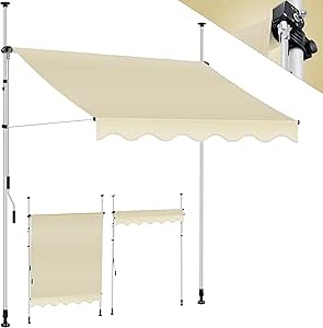 KESSER® Klemmmarkise mit Handkurbel Balkon, Balkonmarkise ohne Bohren, UV-beständig höhenverstellbar wasserabweisend, Sonnenschutz, Terrassenüberdachung, einfache Montage 400cm