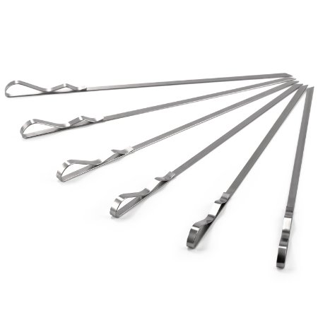 Barbecue Skewers, X-Chef 17-inch Stainless Steel BBQ Stick Grilling Kabob Skewers (Pack of 6), Reusable