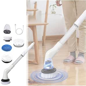 Electric Cleaning Brush for Tile and Tub, Electric Spin Scrubber Household Cleaning Brushes with 5 Heads, Kitchen Accessories Suitable for Home, Bathroom Floor, Tub, Shower, Tile