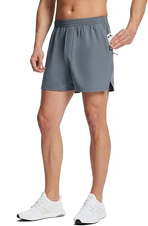 BALEAF Men's 5'' Running Shorts Quick Dry Lightweight Unlined 2 Zipper Pockets Workout Gym