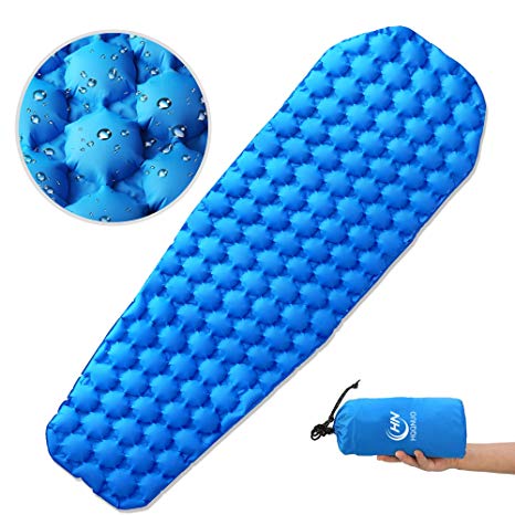 Inflatable Sleeping Mat, Waterproof Camping Mattress Ultralight Sleeping Pad Double-Sided Folding Inflating Air Sleeping Pad Single Bed with Pillow Repair Kit for Backpacking Hiking Camping Traveling