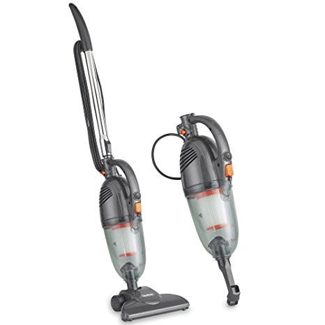 VonHaus 600W Gray 2 in 1 Corded Upright Lightweight Stick and Handheld Vacuum Cleaner with HEPA Filtration Includes Crevice Tool and Brush Accessories