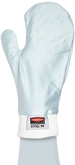 Rubbermaid Commercial HYGEN Glass/Mirror Microfiber Cleaning Cloth Mitt with Thumb, Blue