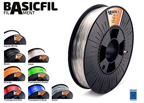 BASICFIL PET  1.75mm, 500 gr, 3D printing filament , Clear