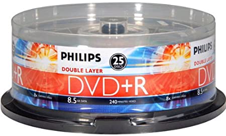 Philips 8X DVD R DL Double Layer 8.5GB Spindle 25 Pack (DR8S8B25F/17)