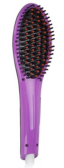 Hair Straightening Brush New Generation By Appolus - Best for Hair styling- 3 in 1 Professional Hair Straightener Brush - Ceramic Electric LCD Digital LED Display - Anti-Static, Anti-Scald-Purple