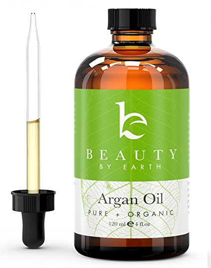 Beauty By Earth Certified Organic Moroccan Argan Oil, 4Oz - Virgin, Cold Pressed And Best For Hair, Skin, Nails Moisturizing And Treatment Of Frizz - Grade A Imported From Morocco