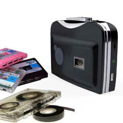 USTEK Portable Cassette Tape To MP3 Player Converter Upgraded and Through USB Drives and With Headphones