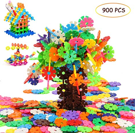 BOLOMI Building Flakes. 900 Pieces Interlocking Plastic Disc Set, Creative and Educational Building Block Construction Flakes - Great STEM Toy Gift for Ages 3  Boys and Girls