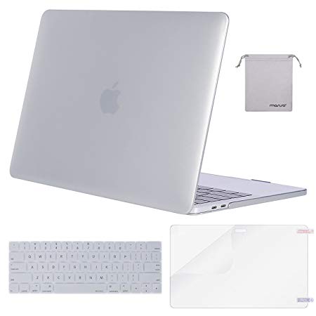 MOSISO MacBook Pro 15 Case 2018 2017 2016 Release A1990/A1707 Touch Bar Models, Plastic Hard Shell & Keyboard Cover & Screen Protector & Storage Bag Compatible Newest Mac Pro 15 inch, Silver