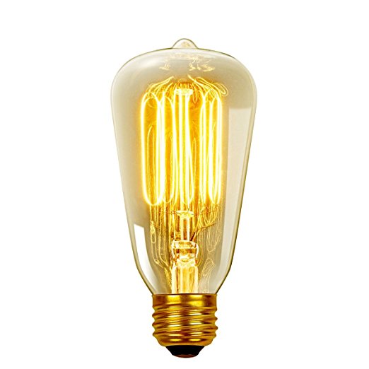 Globe Electric 60W Vintage Edison S60 Squirrel Cage Incandescent Filament Light Bulb, E26 Base, 01321