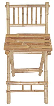 Bamboo Exotic Folding Bar Stool w Footrest - Set of 2