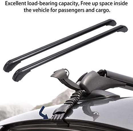 Qiilu Universal 2X Aluminum Car Top Luggage Roof Rack Cross Bars Carrier with 2 Keys