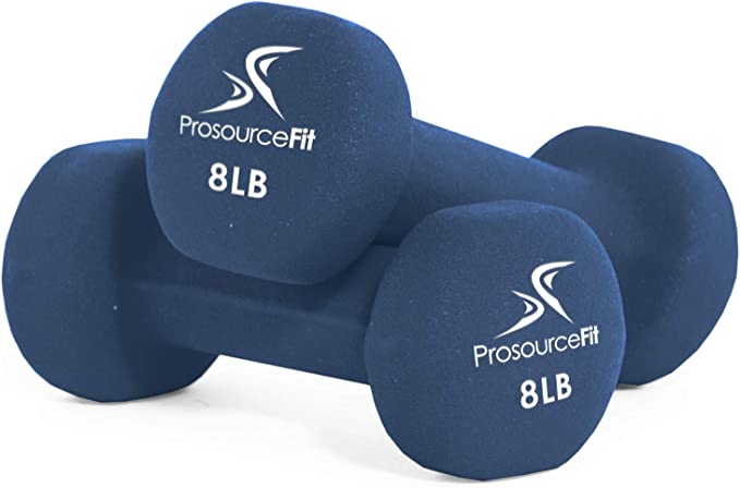 ProSource Set of 2 Neoprene Dumbbell Coated for Non-Slip Grip, 0.5 - 12 kg (1 -12 lb)