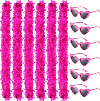 Lyrow Kid Feather Boas and Heart Shaped Sunglasses Party Favor 4ft Feather Scarf for Halloween Costume Birthday Spa Party