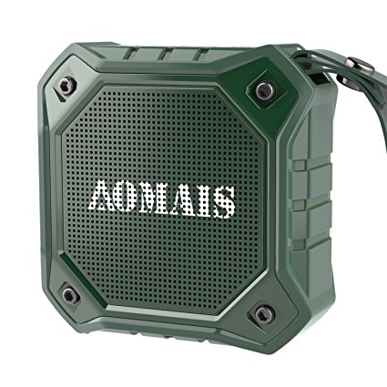 Wireless Bluetooth Speaker, AOMAIS Outdoor Portable Waterproof IPX7 Speaker : Stereo Pairing Function, Louder Volume with Bass, Powerful 8W Output, Built–in Microphone ,Pairs with all bluetooth devices (Green)
