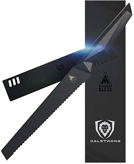 DALSTRONG - 9" Bread Knife - Shadow Black Series - Black Titanium Nitride Coated German HC Steel - Sheath - NSF Certified