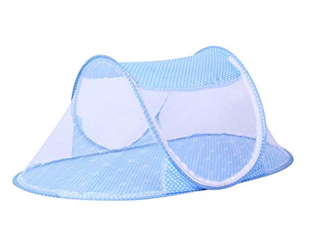 BingHang Baby Travel Bed,Baby Bed Portable Folding Baby Crib Mosquito Net Baby Yurts Nets Dot Folding Mosquito Nets Crib Netting (Blue)