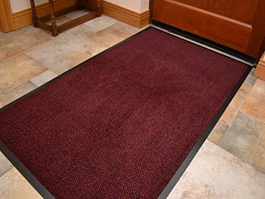 Machine Washable Red Black Heavy Duty Quality Non Slip Hard Wearing Barrier Runner Mat PVC Edged. Available in 15 sizes (80cm x 160cm)