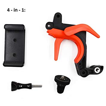 TELESIN Universal Pistol Trigger/Shutter Gun Gadget Kit Compatible With GoPro Hero3 / Hero3  / Hero4,TELESIN Dome Port and Xiaomi Yi Action Cameras(Trigger Hand Grip Clip, Orange)