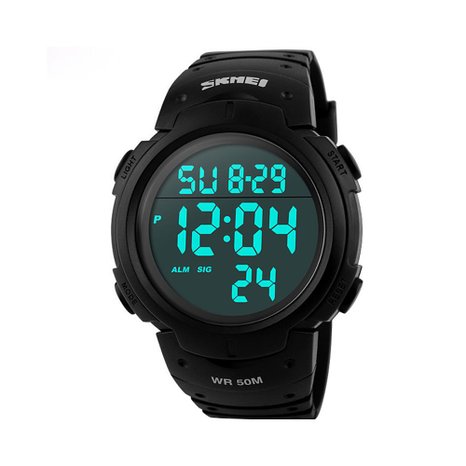 Aposon Mens Military Digital Outdoor Sport Watch with Fashion Design Electronic LED Display5ATM Water ResistantAlarm - Black