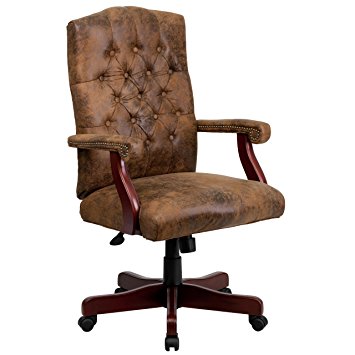 Flash Furniture Bomber Brown Classic Executive Swivel Chair with Arms