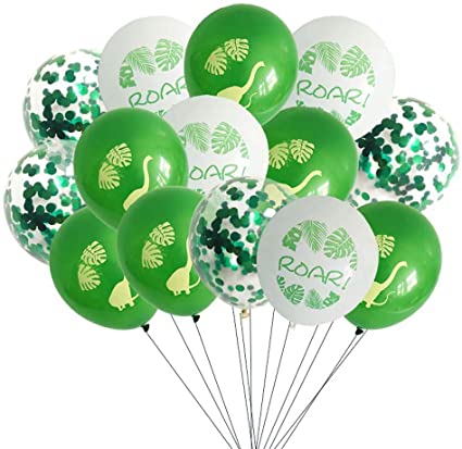 Meisohua Dinosaur Latex Green Confetti Balloons Birthday Party Supplies Balloons Decorations for Dino Jungle Birthday Party (14Pcs/Set)