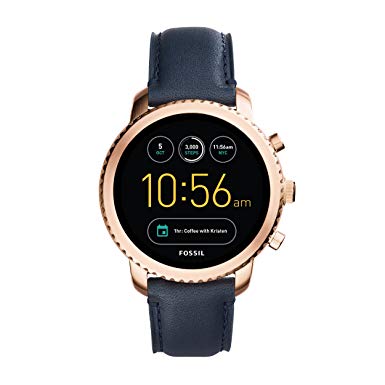 FOSSIL Gen 3 Smartwatch Q Explorist Navy Leather / Men's Smartwatch Compatible with Android and iOS - Activity Tracker, Smartphone Notifications, Water resistant