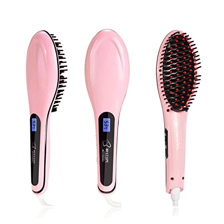 Hair Straightener BESTOPE Hair Straightening Brush with FREE Heat Resistant for Silky Frizz-free Hair Brush (450℉ Max, Support Dual Voltage-Upgraded Version)