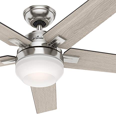 Hunter 54" Contemporary Indoor Ceiling Fan with Light Kit and Remote Control (Renewed), Brushed Nickel Finish