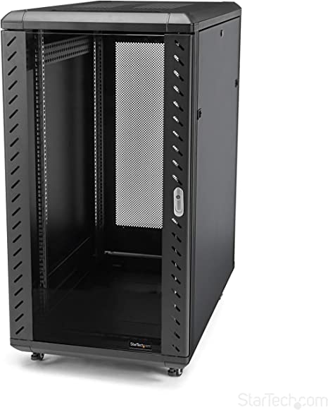 StarTech.com 22U Server Rack Cabinet with Secure Locking Door - 4 Post Adjustable Depth (5.5" to 28.7") - 1768 lb Capacity - 19 inch Portable Network Equipment Enclosure on Wheels/casters