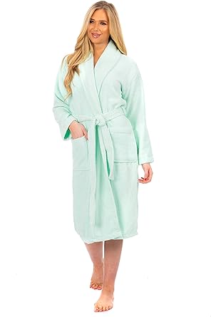 Adore Home Ladies 100% Heavy Cotton Shawl Collar Bathrobe Terry Towelling Bath Robe Dressing Gown