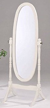 Swivel Full Length Wood Cheval Floor Mirror, White New
