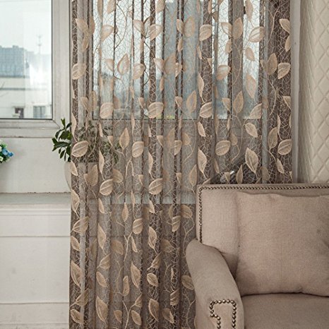 Norbi Willow Voile Tulle Room Window Curtain Sheer Voile Panel Drapes Curtain 39.4'' x 78.8" L (Gray 2)