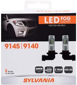 SYLVANIA - 9145/9140 LED Fog Light - Premium Quality Plug and Play LED Fog Lights, Bright White Light Output, Matches HID & LED Headlight Lighting Systems, Added Style & Performance (Contains 2 Bulbs)